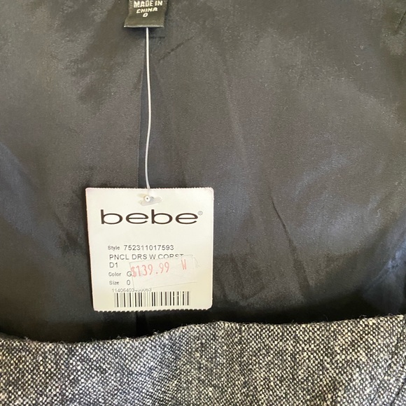 NEW: BEBE Black/Gray Leather Dress size 0 - Picture 3 of 7